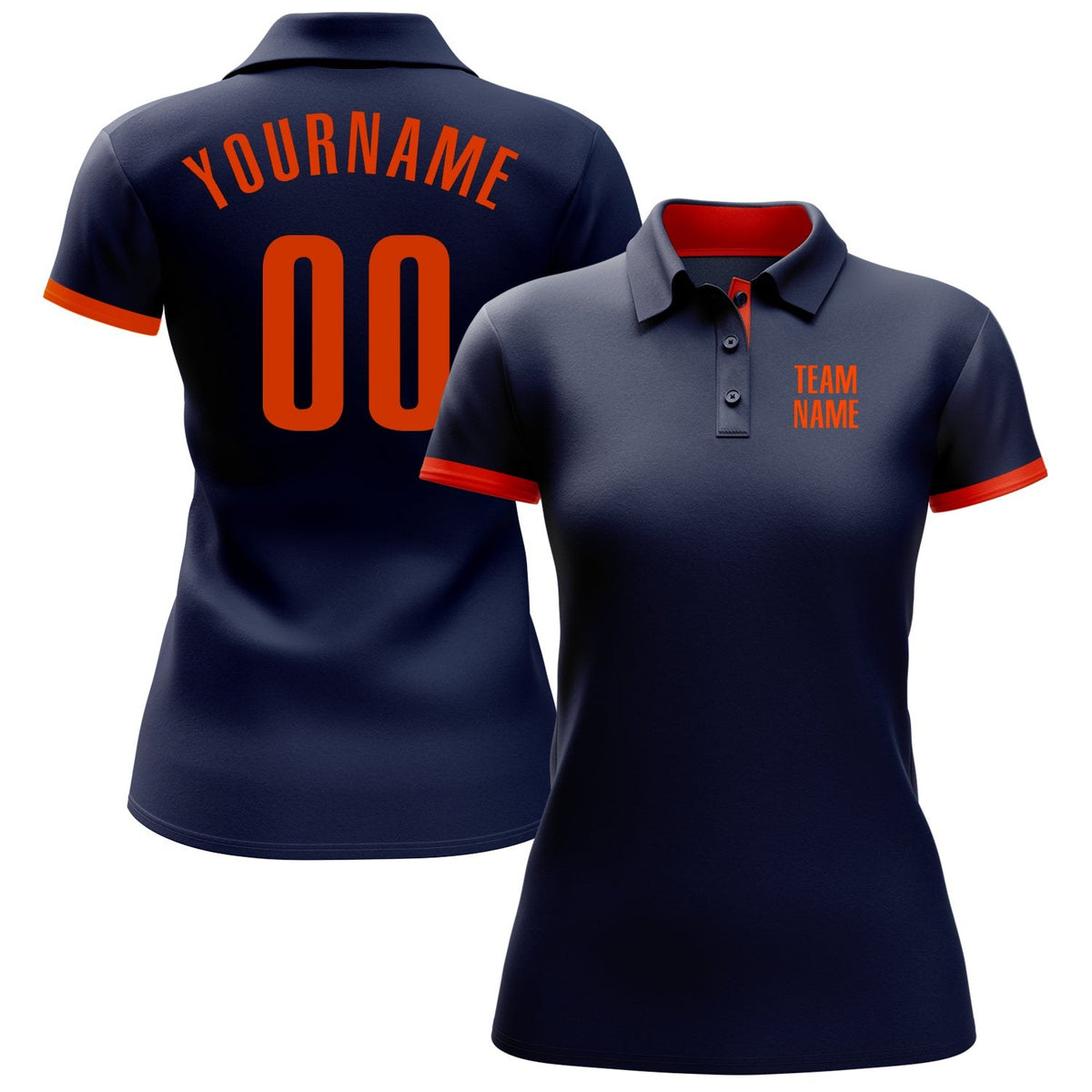 Custom Navy Orange Performance Golf Polo Shirt photo 2