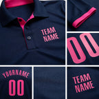 Custom Navy Pink Performance Golf Polo Shirt detail