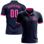 Custom Navy Pink Performance Golf Polo Shirt photo 1