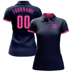 Custom Navy Pink Performance Golf Polo Shirt photo 2