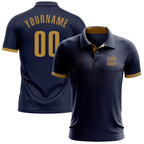 Custom Navy Old Gold Performance Golf Polo Shirt photo 1