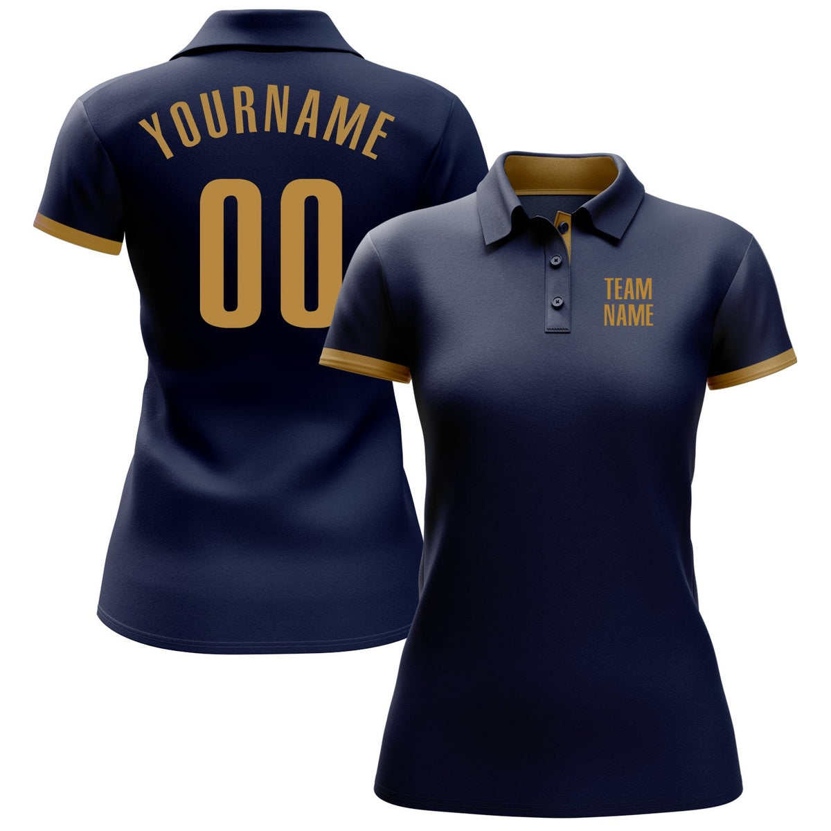 Custom Navy Old Gold Performance Golf Polo Shirt photo 2