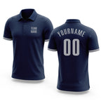 Custom Navy Gray Performance Golf Polo Shirt