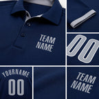 Custom Navy Gray Performance Golf Polo Shirt detail