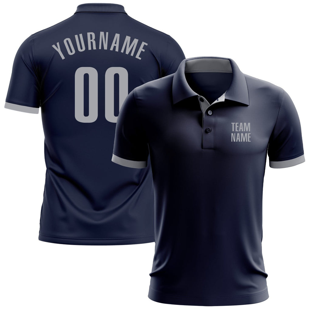 Custom Navy Gray Performance Golf Polo Shirt photo 1