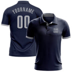 Custom Navy Gray Performance Golf Polo Shirt photo 1