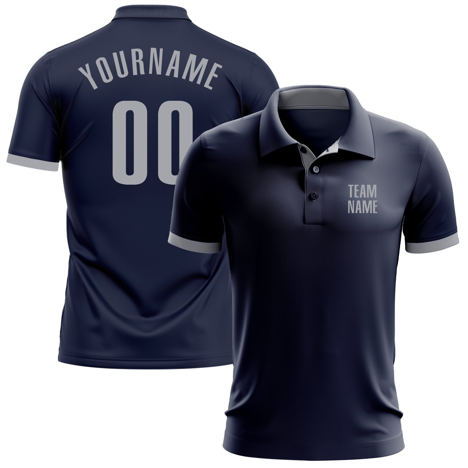 Custom Navy Gray Performance Golf Polo Shirt photo 1