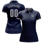Custom Navy Gray Performance Golf Polo Shirt photo 2
