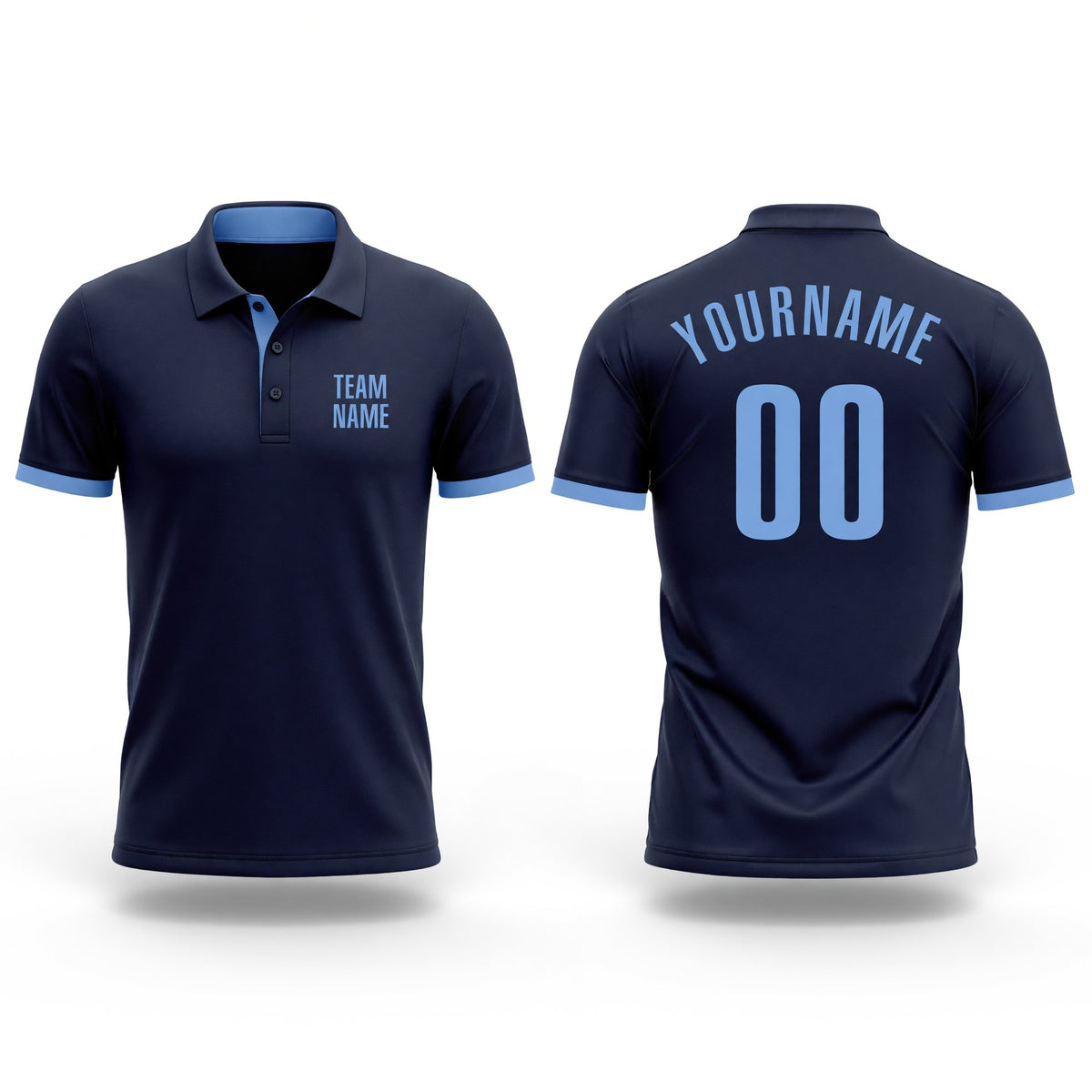 Custom Navy Light Blue Performance Golf Polo Shirt