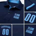 Custom Navy Light Blue Performance Golf Polo Shirt detail