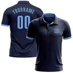 Custom Navy Light Blue Performance Golf Polo Shirt photo 1