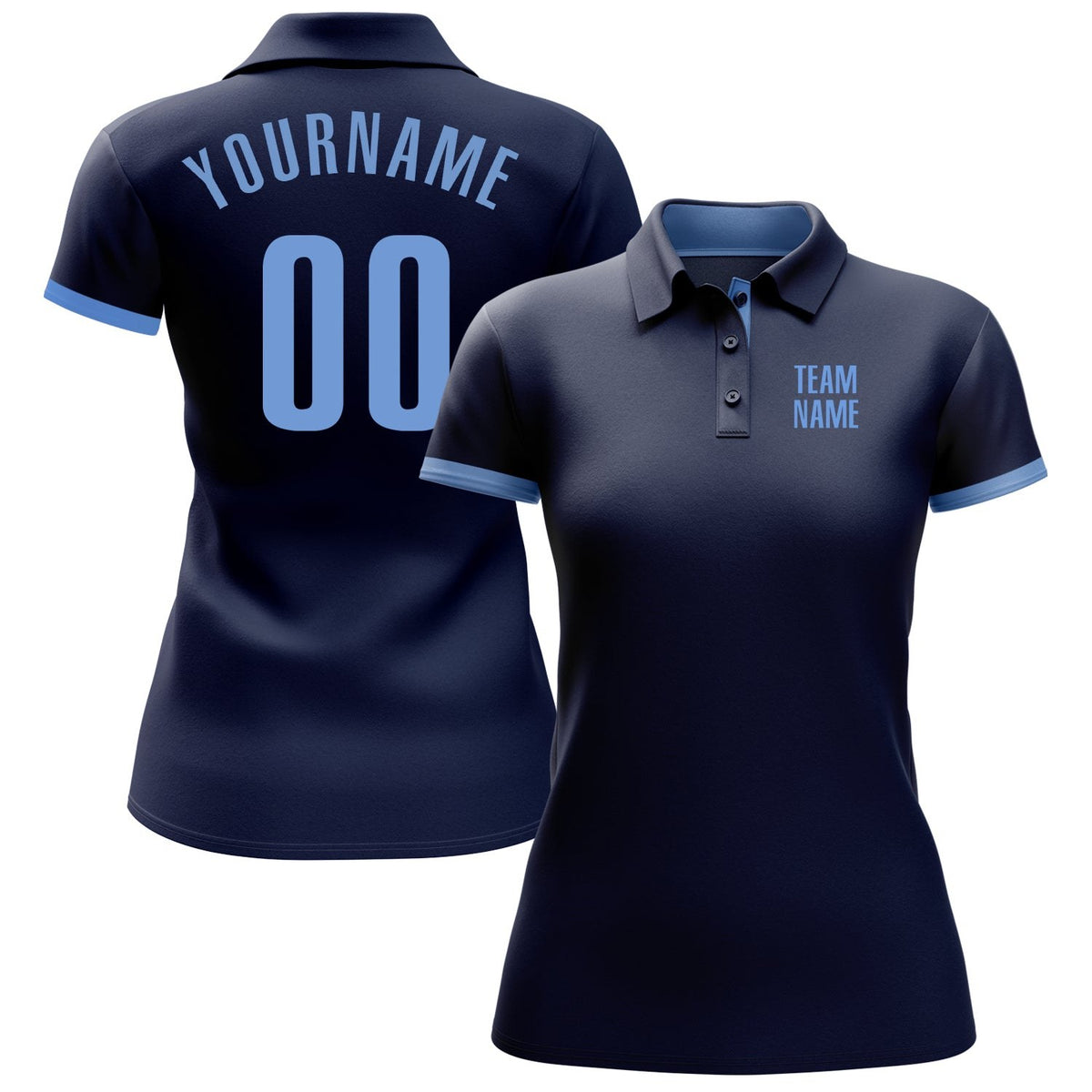 Custom Navy Light Blue Performance Golf Polo Shirt photo 2