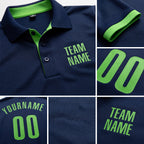 Custom Navy Neon Green Performance Golf Polo Shirt detail