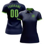 Custom Navy Neon Green Performance Golf Polo Shirt photo 2