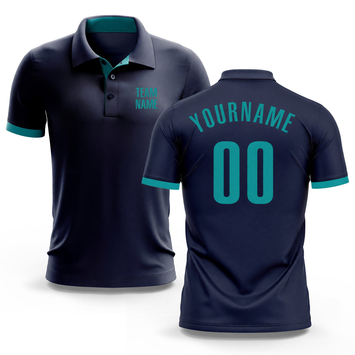 Custom Navy Aqua Performance Golf Polo Shirt