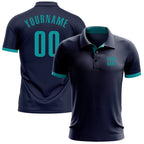 Custom Navy Aqua Performance Golf Polo Shirt photo 1