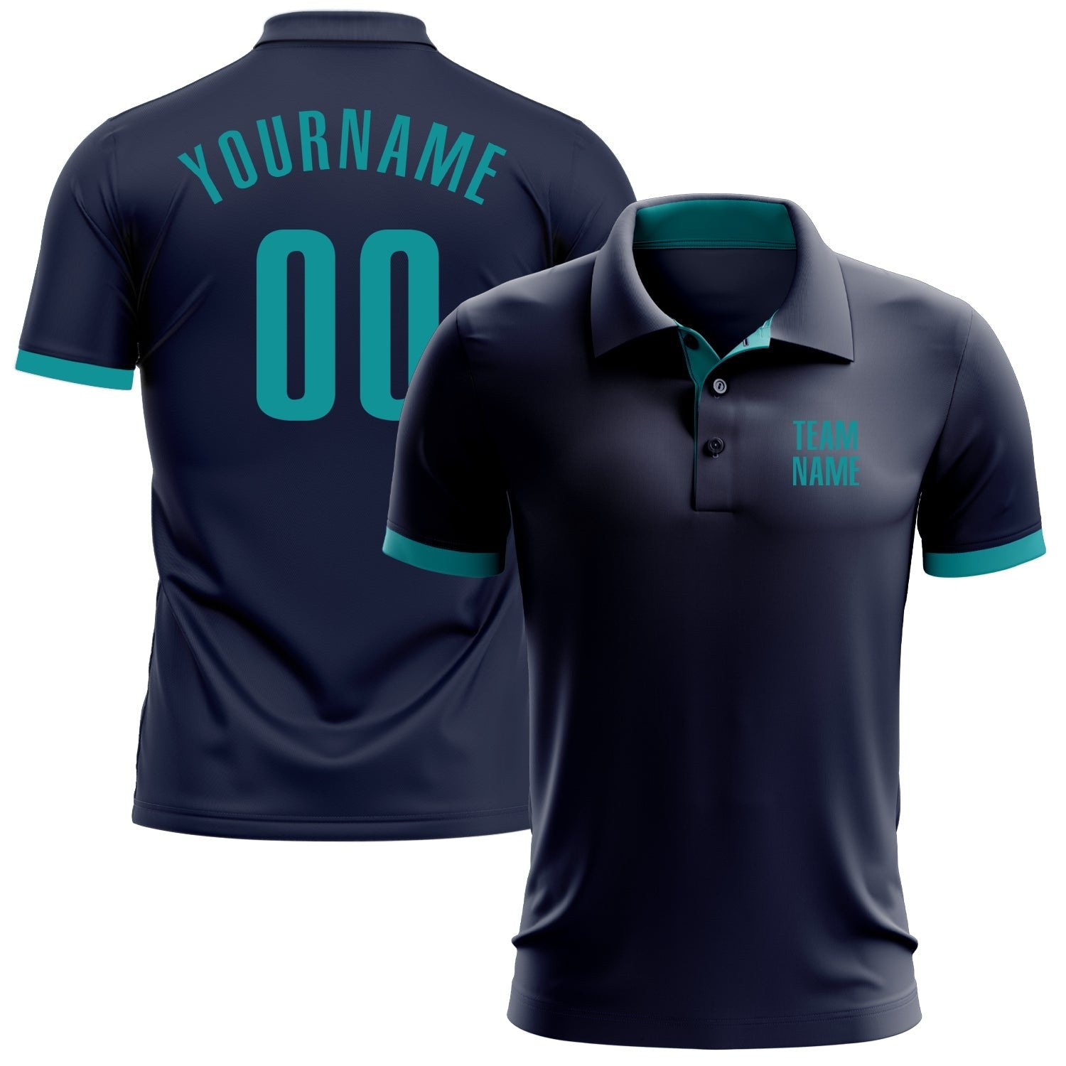 Custom Navy Aqua Performance Golf Polo Shirt photo 1