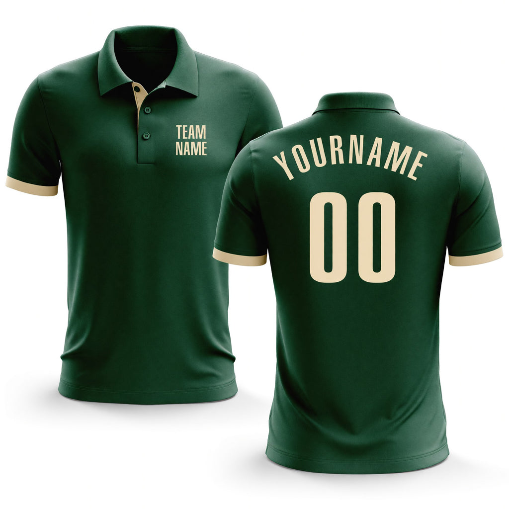 Custom Green Cream Performance Golf Polo Shirt