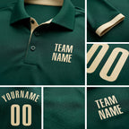 Custom Green Cream Performance Golf Polo Shirt detail