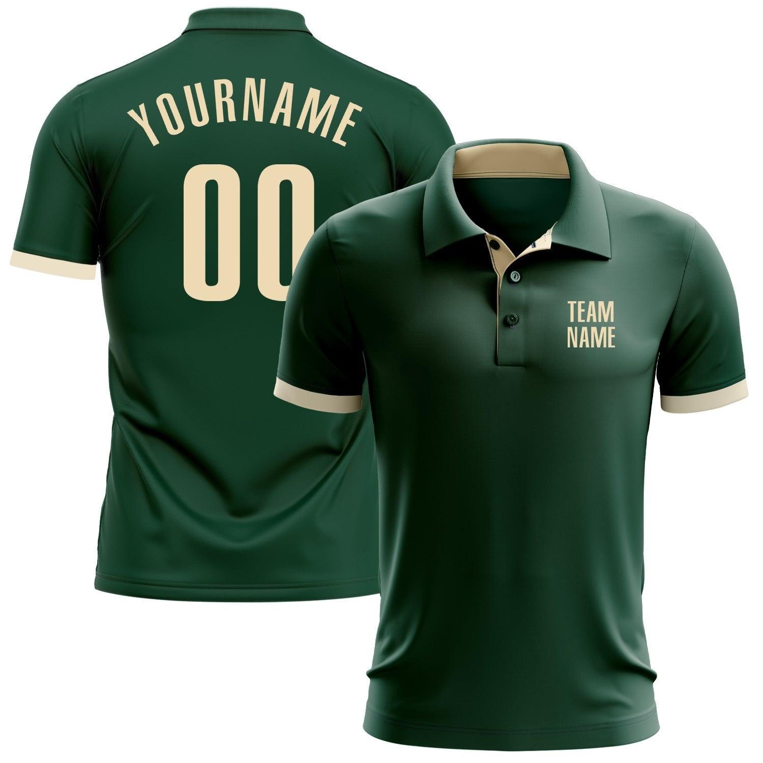 Custom Green Cream Performance Golf Polo Shirt photo 1
