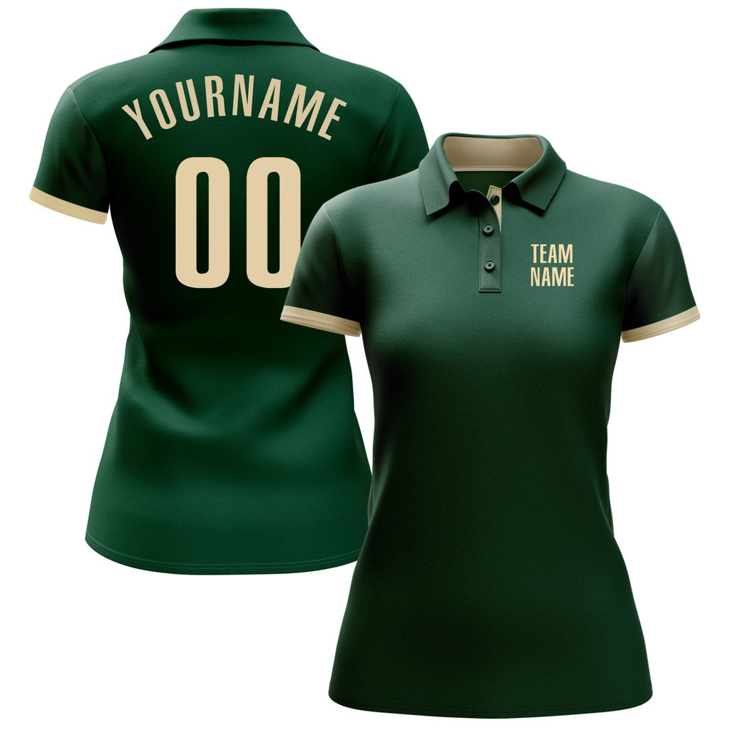 Custom Green Cream Performance Golf Polo Shirt photo 2