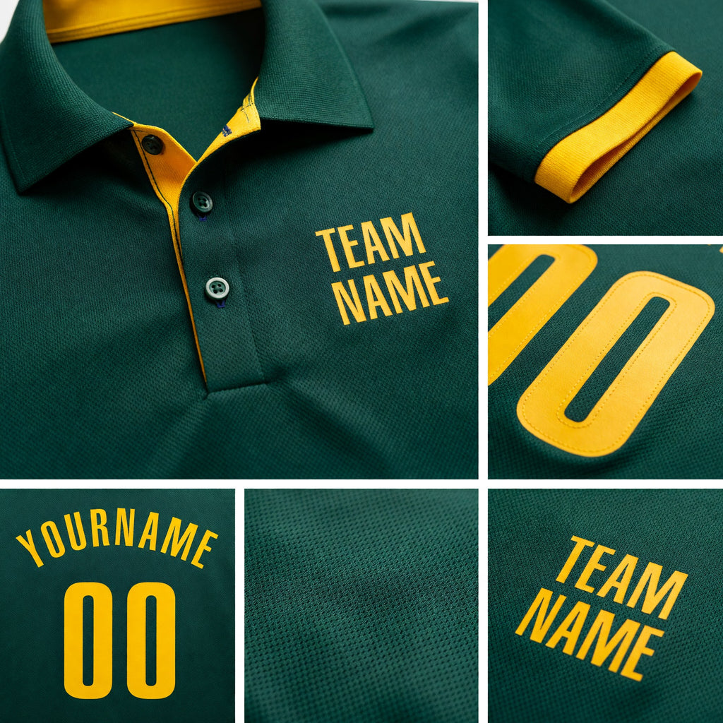 Custom Green Yellow Performance Golf Polo Shirt detail