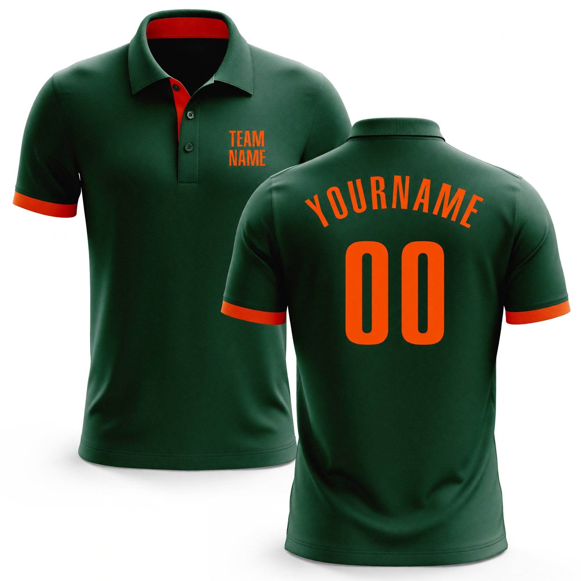 Custom Green Orange Performance Golf Polo Shirt