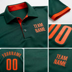 Custom Green Orange Performance Golf Polo Shirt detail