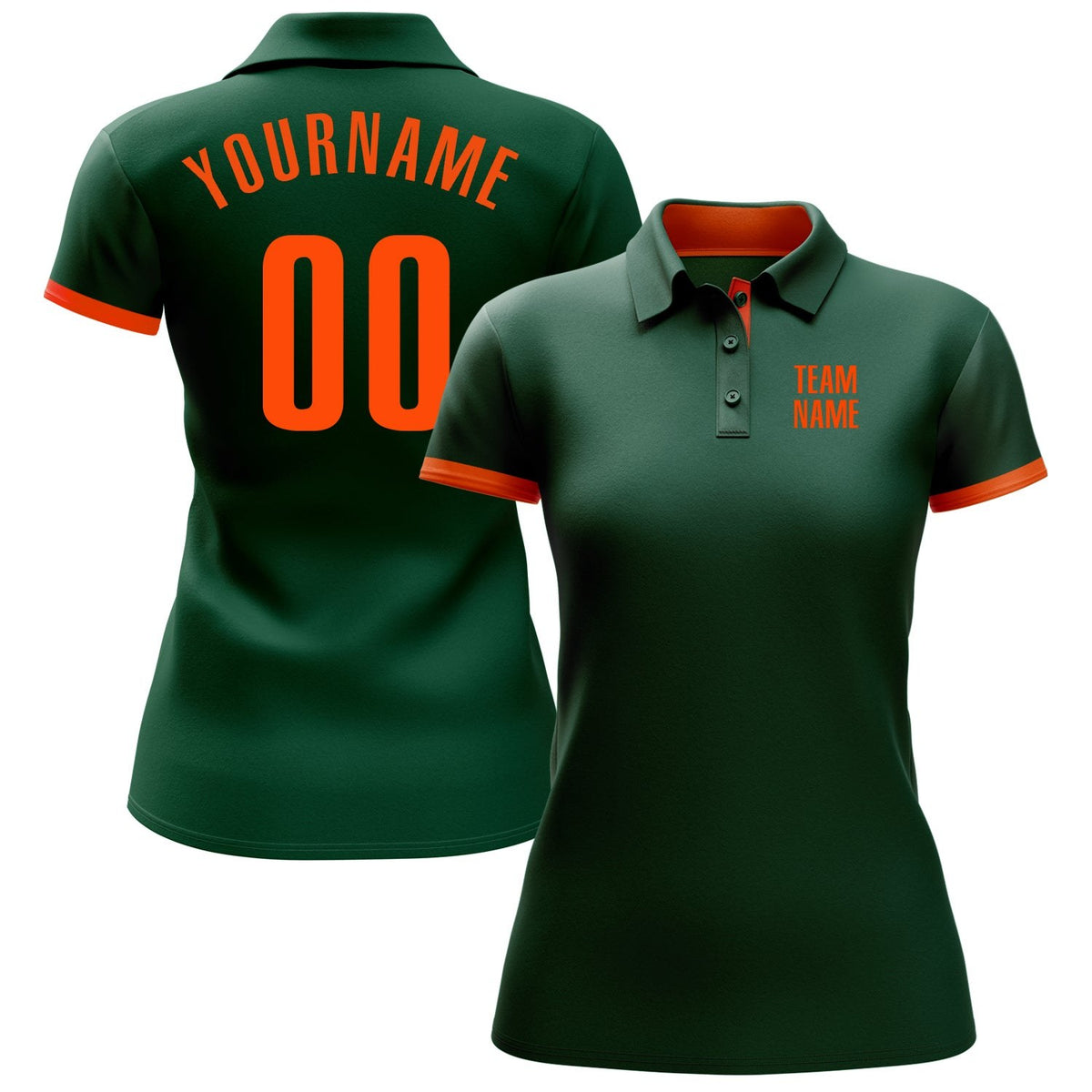 Custom Green Orange Performance Golf Polo Shirt photo 2