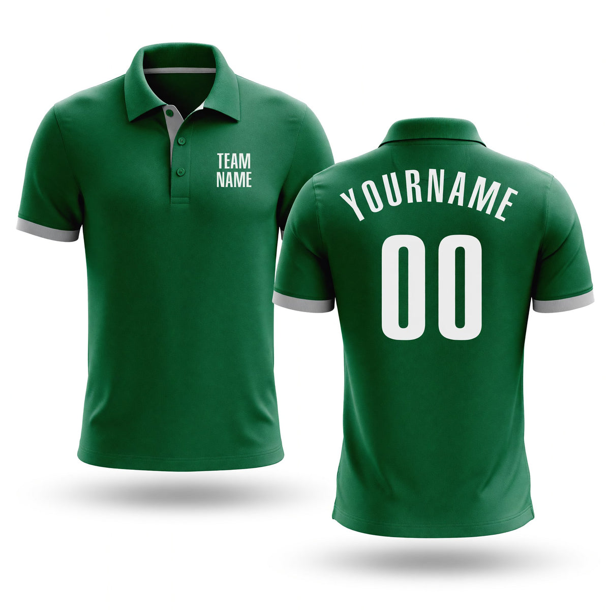 Custom Kelly Green White Performance Golf Polo Shirt