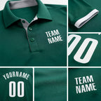 Custom Kelly Green White Performance Golf Polo Shirt detail