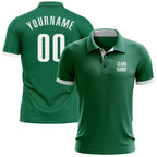 Custom Kelly Green White Performance Golf Polo Shirt photo 1