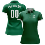 Custom Kelly Green White Performance Golf Polo Shirt photo 2
