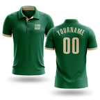 Custom Kelly Green Cream Performance Golf Polo Shirt