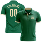 Custom Kelly Green Cream Performance Golf Polo Shirt photo 1
