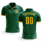 Custom Kelly Green Yellow Performance Golf Polo Shirt