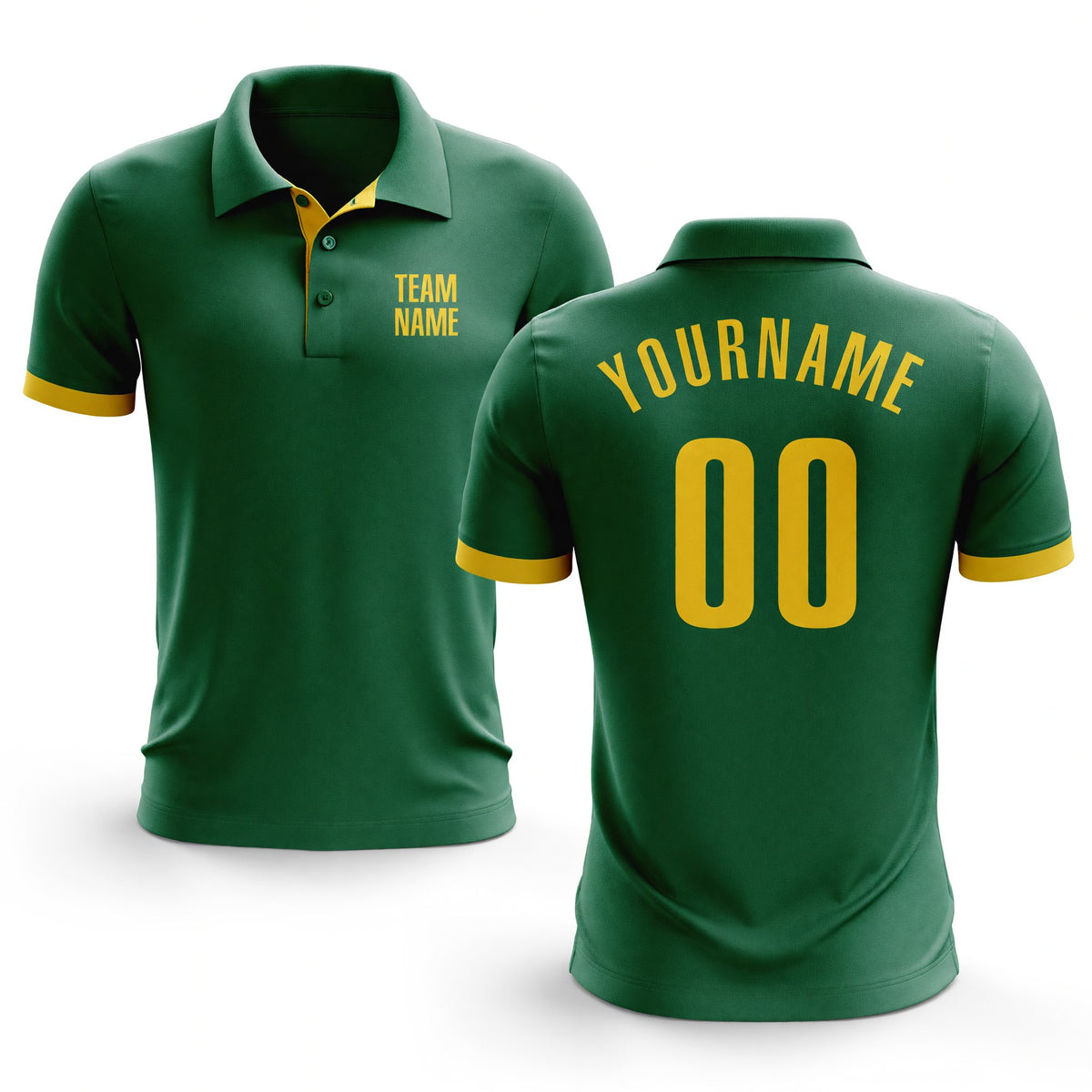 Custom Kelly Green Yellow Performance Golf Polo Shirt