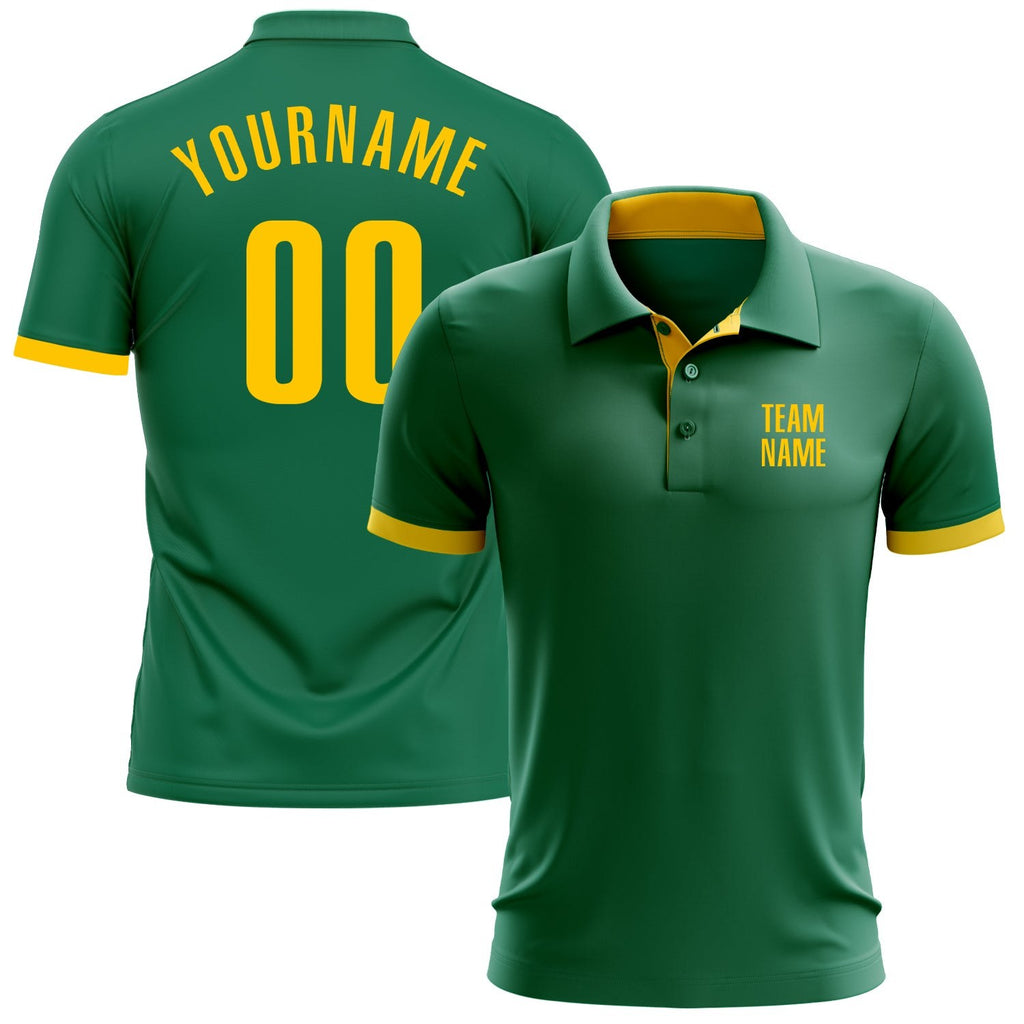 Custom Kelly Green Yellow Performance Golf Polo Shirt photo 1