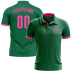 Custom Kelly Green Pink Performance Golf Polo Shirt photo 1