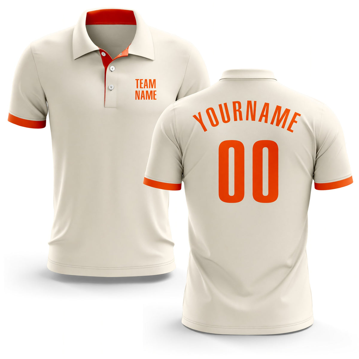 Custom Cream Orange Performance Golf Polo Shirt