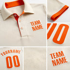 Custom Cream Orange Performance Golf Polo Shirt detail