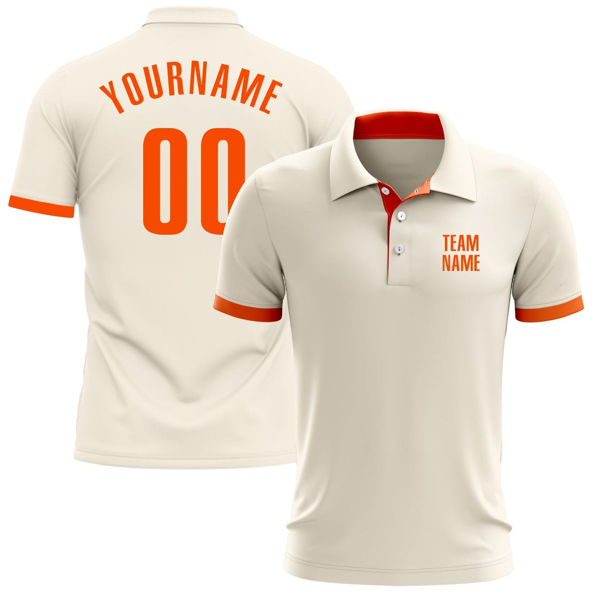 Custom Cream Orange Performance Golf Polo Shirt photo 1