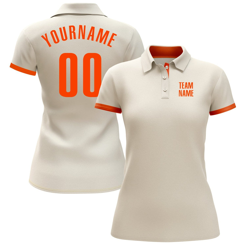 Custom Cream Orange Performance Golf Polo Shirt photo 2