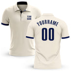 Custom Cream Navy Performance Golf Polo Shirt