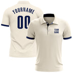Custom Cream Navy Performance Golf Polo Shirt photo 1