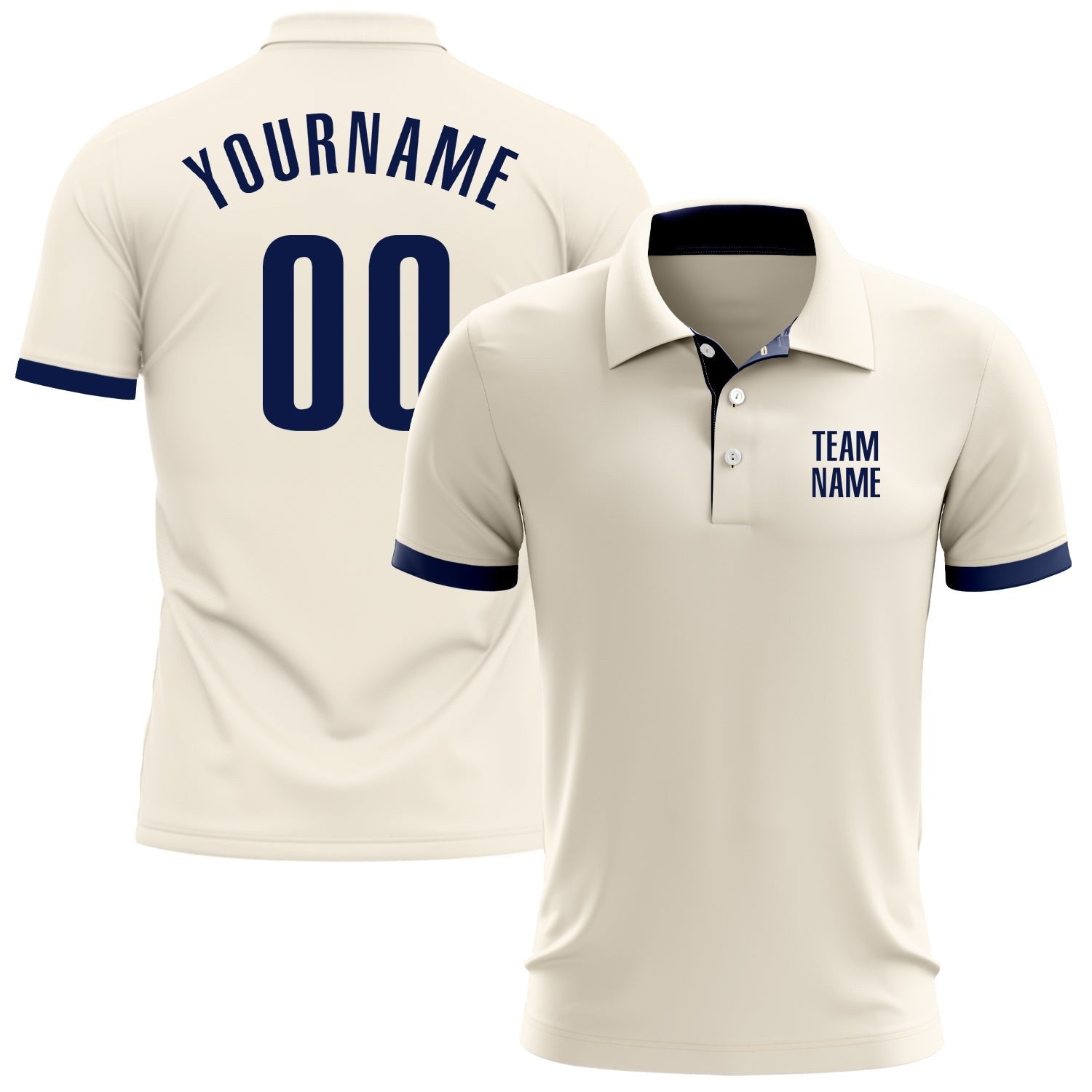 Custom Cream Navy Performance Golf Polo Shirt photo 1