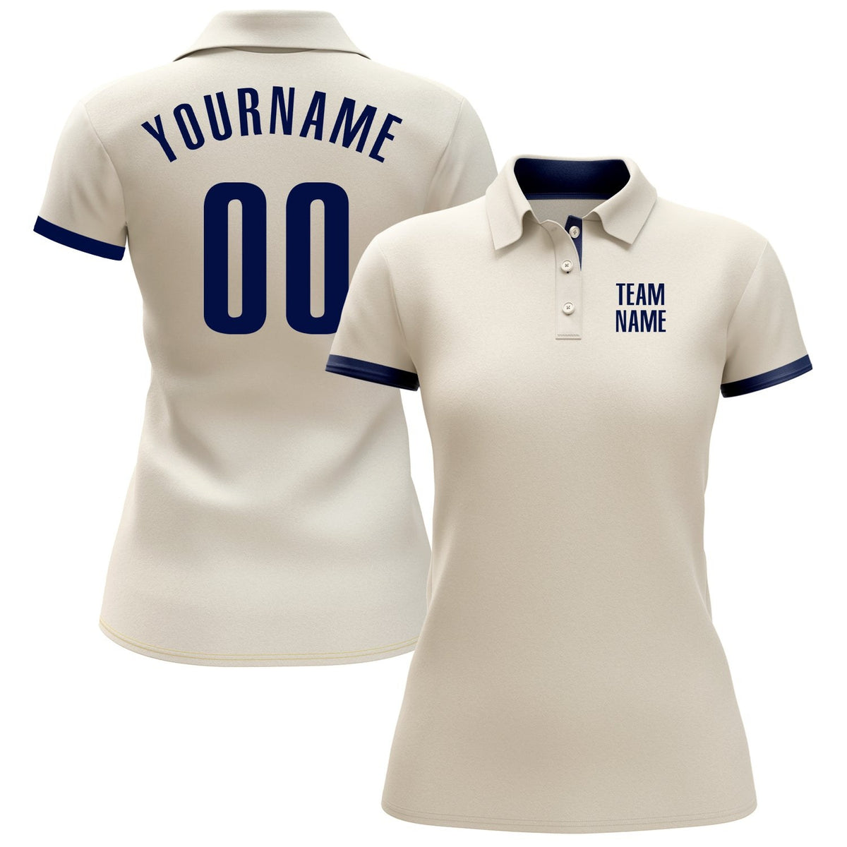 Custom Cream Navy Performance Golf Polo Shirt photo 2