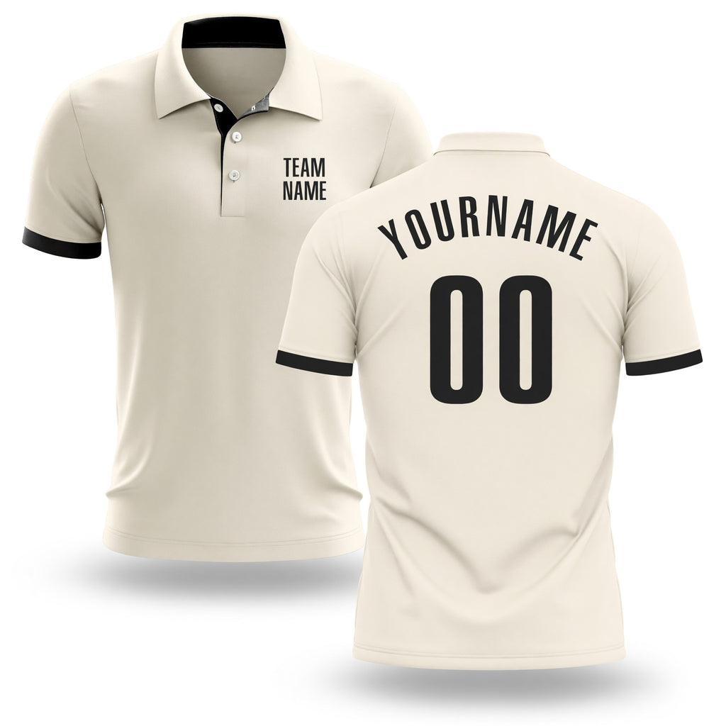 Custom Cream Black Performance Golf Polo Shirt
