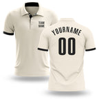 Custom Cream Black Performance Golf Polo Shirt