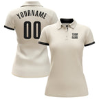 Custom Cream Black Performance Golf Polo Shirt photo 2